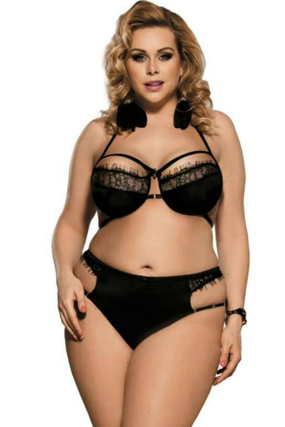 Plus Size Lace Lingerie Underwear Bra Set - Black - TGC Boutique - Black Lingerie
