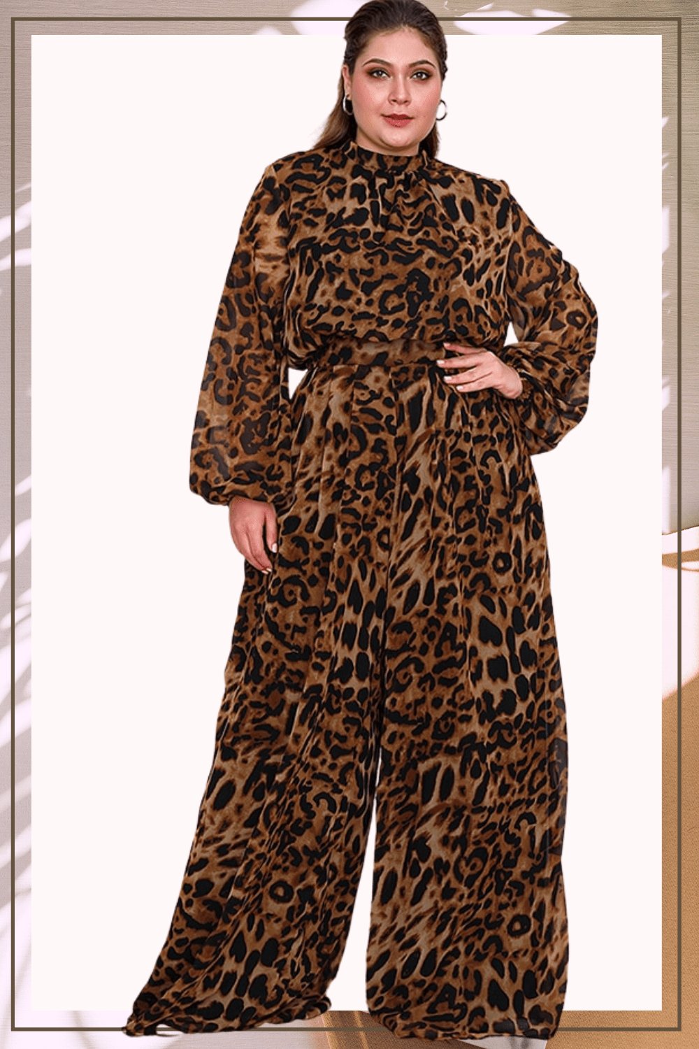 Plus Size Leopard Wide Leg Palazzo Pants - TGC Boutique - Pants