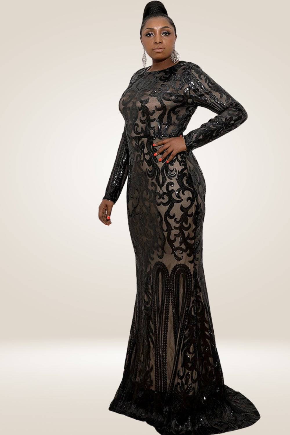 Plus Size Maxi Black Sequin Dress - TGC Boutique - Plus Size Dress