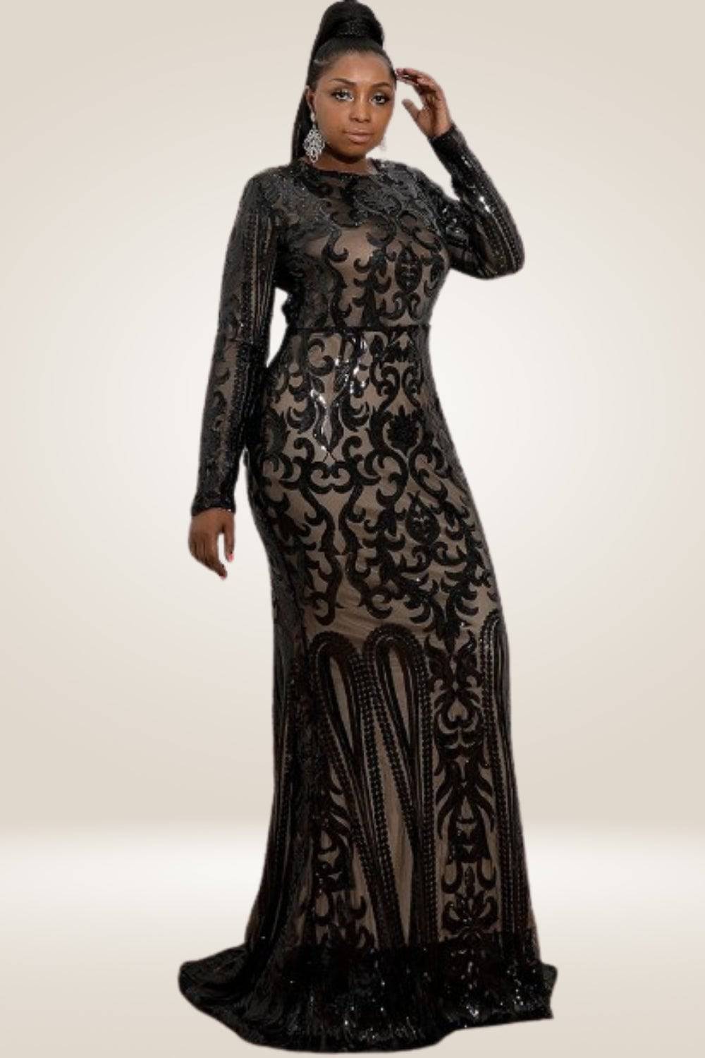 Plus Size Maxi Black Sequin Dress - TGC Boutique - Plus Size Dress