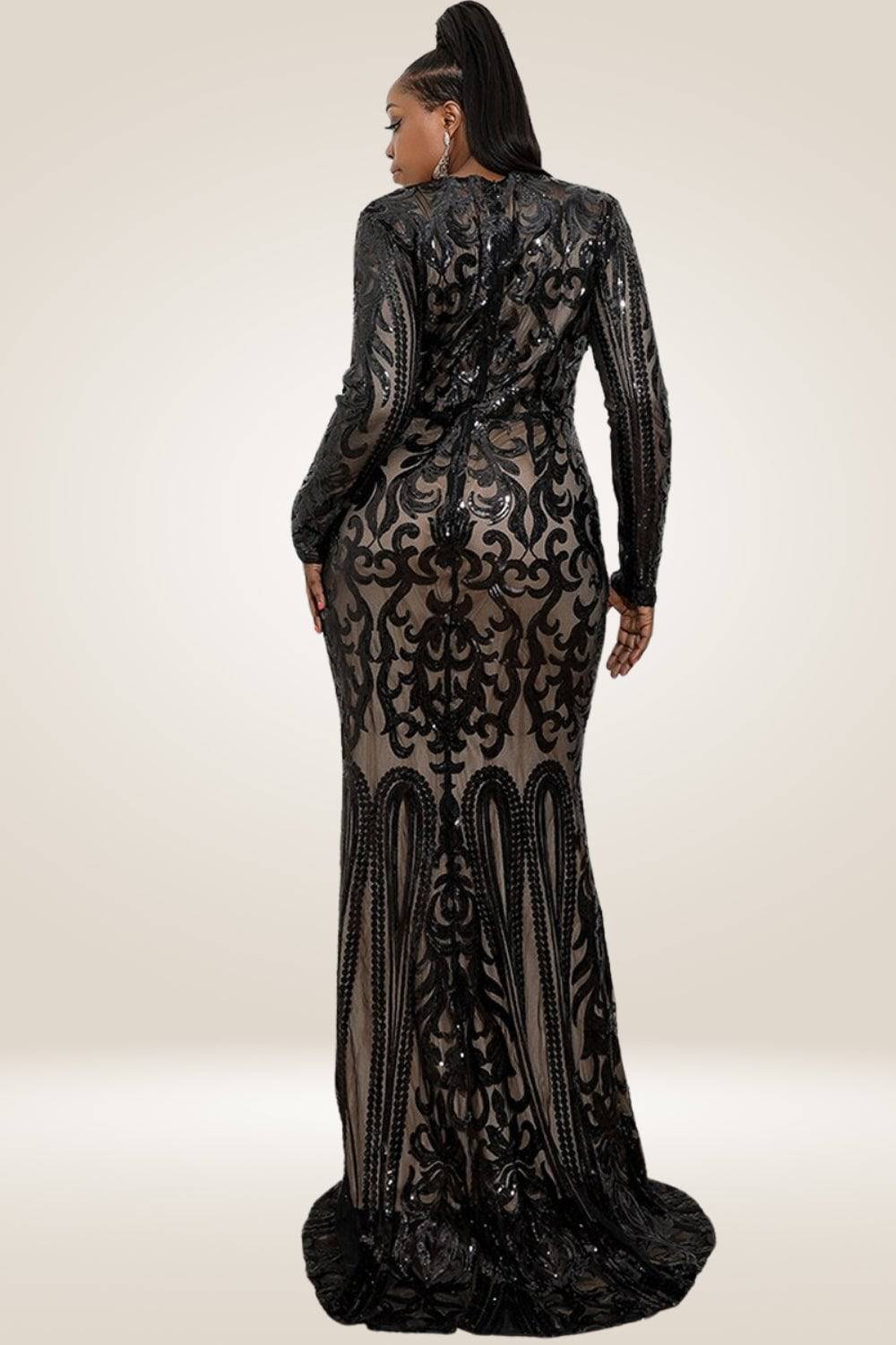 Plus Size Maxi Black Sequin Dress - TGC Boutique - Plus Size Dress