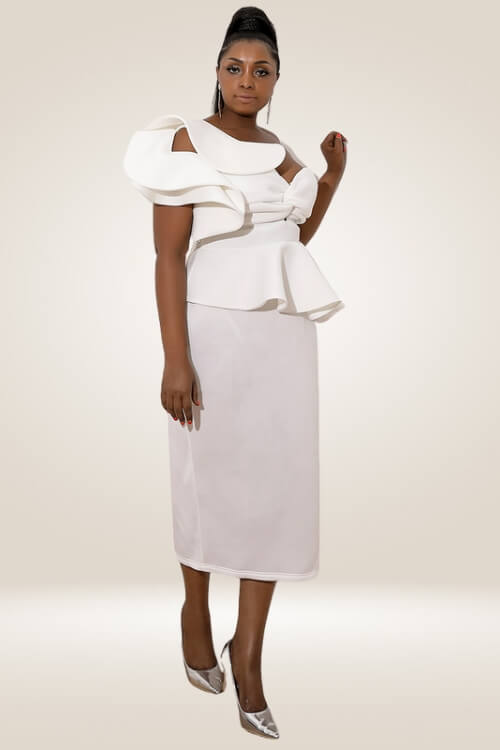 Plus Size Ruffle White Bodycon Dress - TGC Boutique - Bodycon Dress