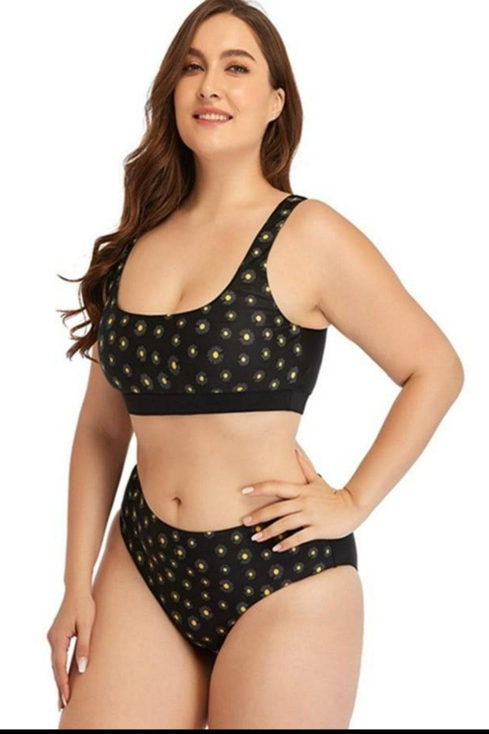 Polka Dot High Waisted Two-Piece Plus Size Bikini Swimsuit - TGC Boutique - Plus Size Swimsuit