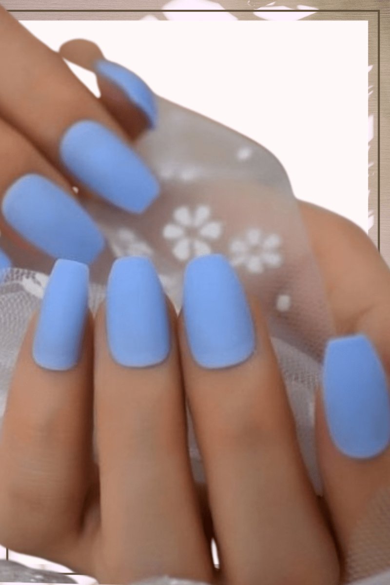 Press On Nails Baby Blue Matte Coffin Nail Kit - TGC Boutique - Press On Nails