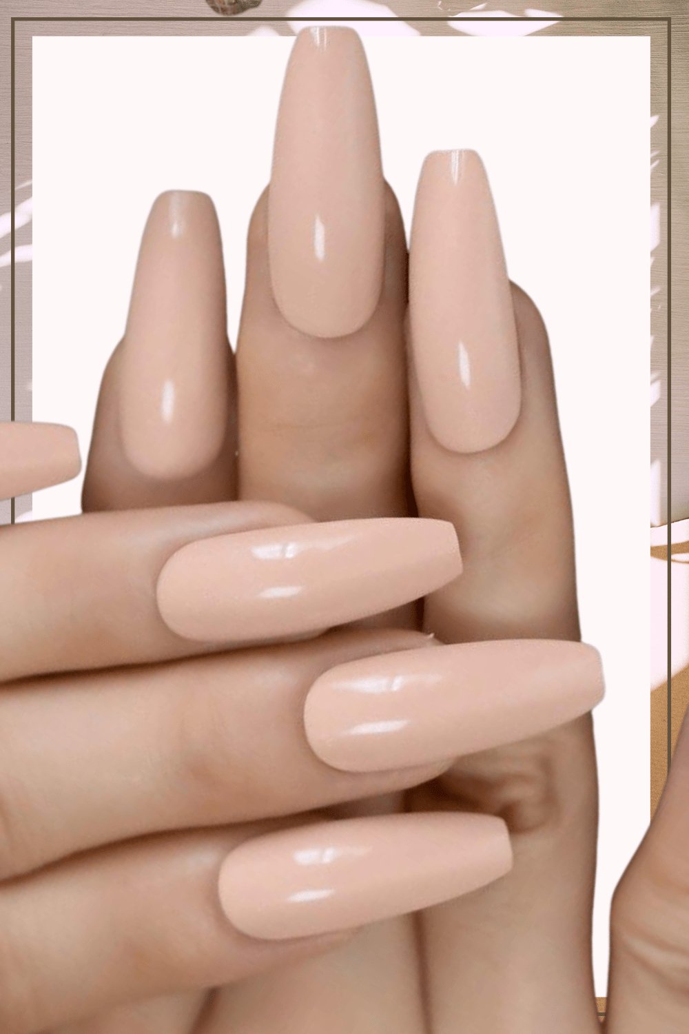 Press On Nails Beige Glossy Coffin Nail Kit - TGC Boutique - Press On Nails