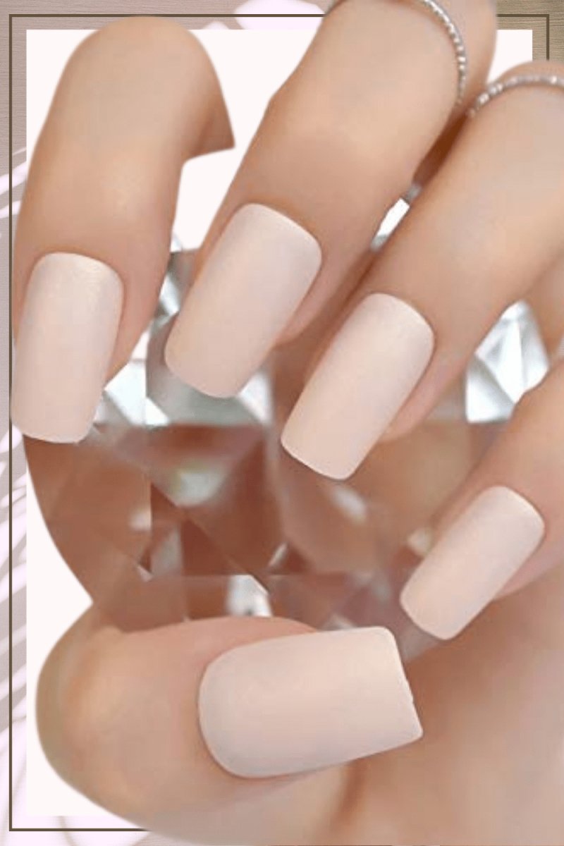 Press On Nails Beige Matte Square Nail Kit - TGC Boutique - Press On Nails