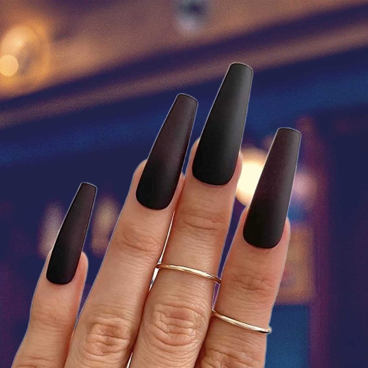 Press On Nails Black Matte Coffin Nail Kit - TGC Boutique - Press On Nails