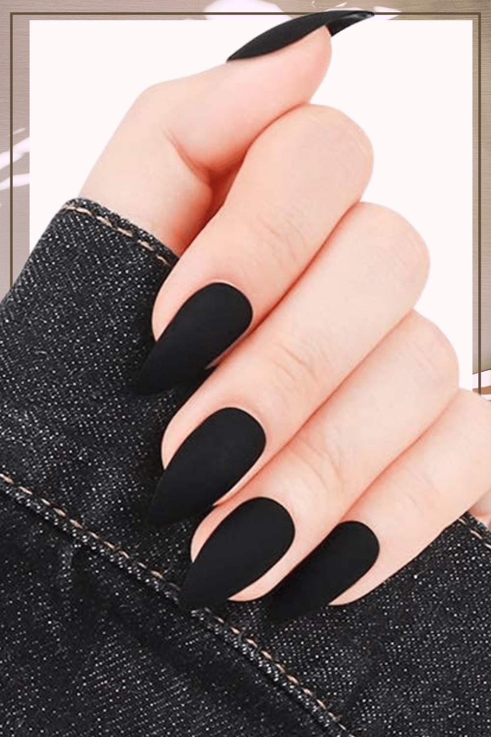 Press On Nails Black Matte Medium Stiletto Nail Kit - TGC Boutique - Press On Nails