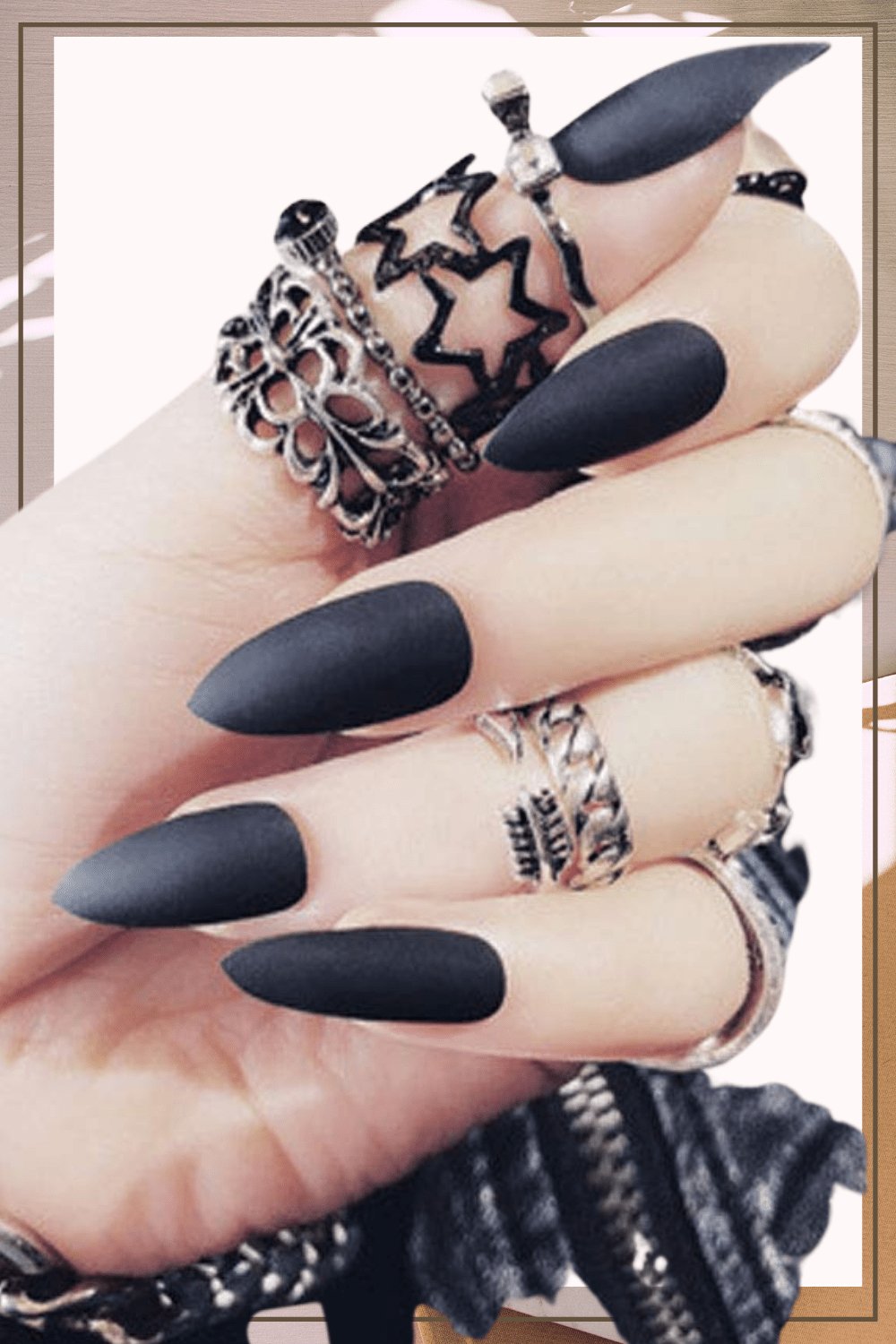 Press On Nails Black Matte Medium Stiletto Nail Kit - TGC Boutique - Press On Nails