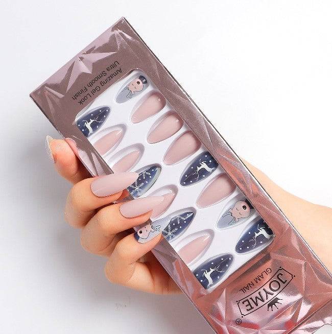 Press On Nails Blue Matte Almond Snowflakes Nail Kit - TGC Boutique - Press On Nails