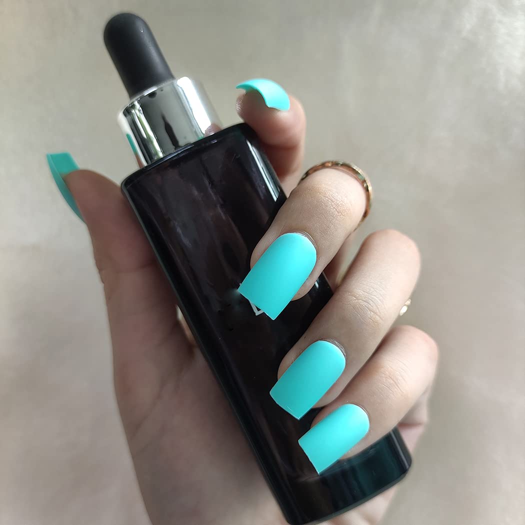 Press On Nails Blue Matte Square Nail Kit - TGC Boutique - Press On Nails