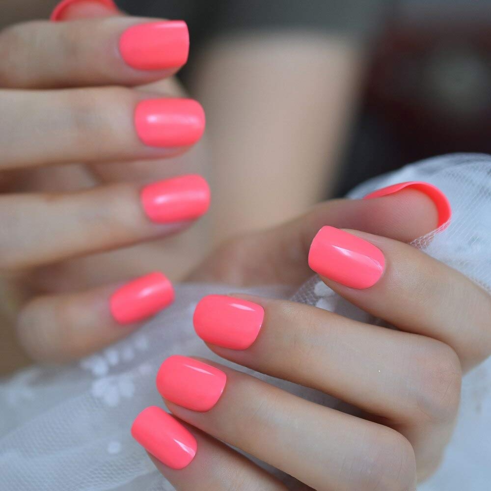 Press On Nails Bright Pink Glossy Square Nail Kit - TGC Boutique - Press On Nails