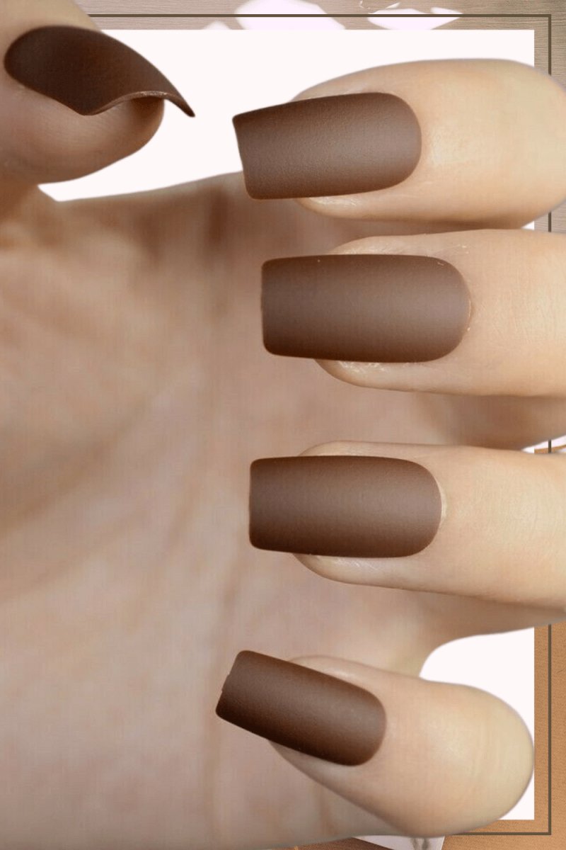 Press On Nails Brown Matte Square Nail Kit - TGC Boutique - Press On Nails
