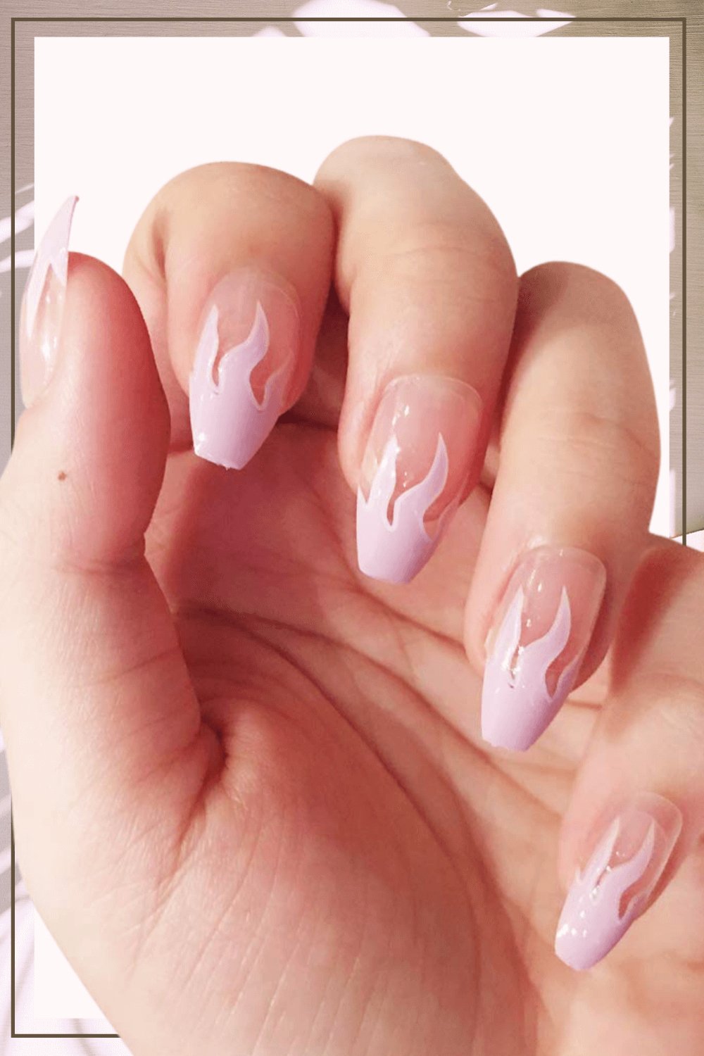 Press On Nails Clear Glossy French Tip Coffin Pink Flame Nail Kit - TGC Boutique - Press On Nails