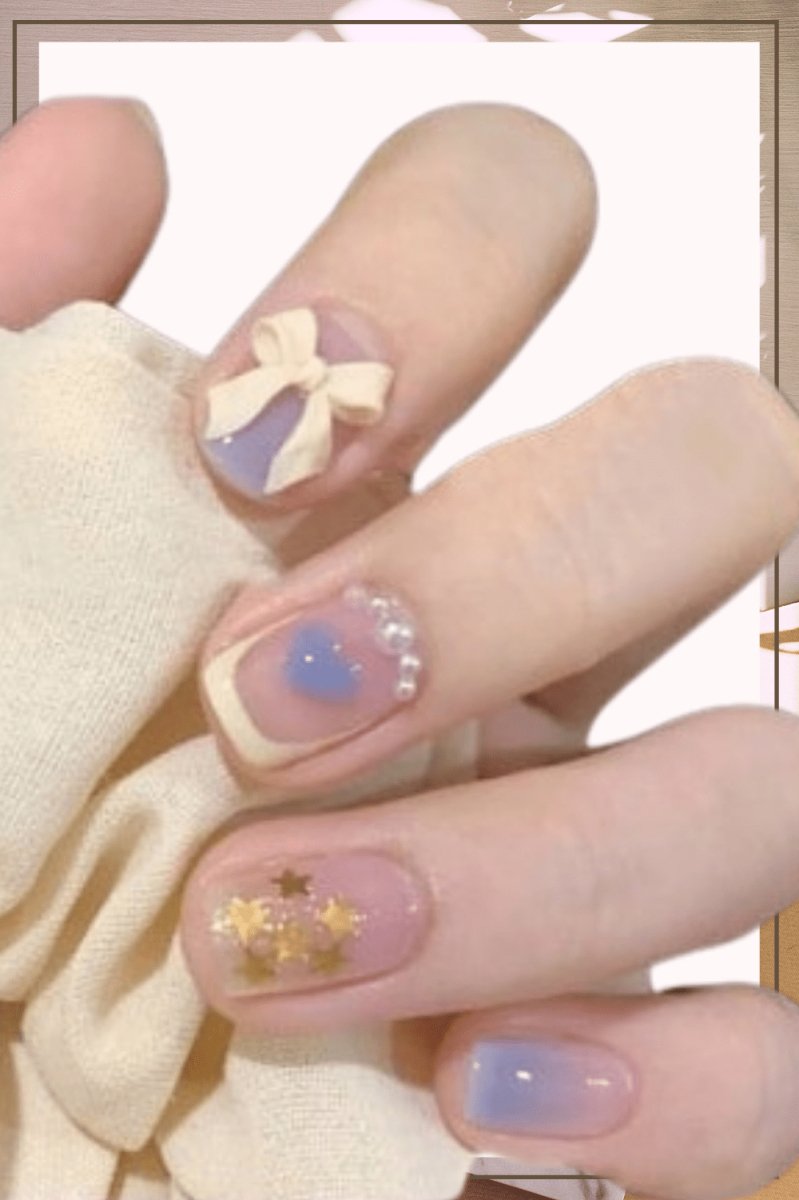 Press On Nails Clear Glossy White French Tip Coffin Crystal Nail Kit - TGC Boutique - Press On Nails