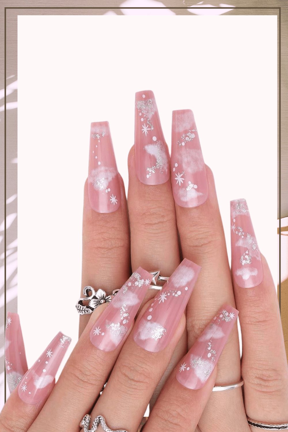 Press On Nails Cloud Glossy Ombre Coffin Nail Kit - TGC Boutique - Press On Nails