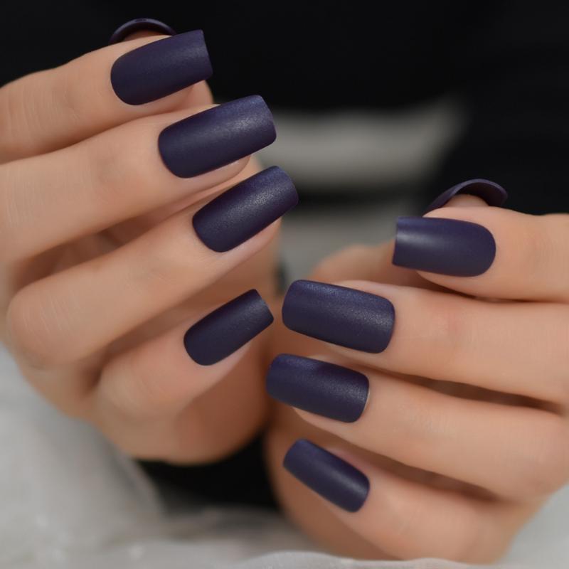 Press On Nails Dark Purple Matte Square Nail Kit - TGC Boutique - Press On Nails