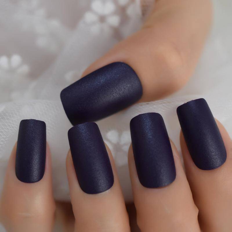 Press On Nails Dark Purple Matte Square Nail Kit - TGC Boutique - Press On Nails