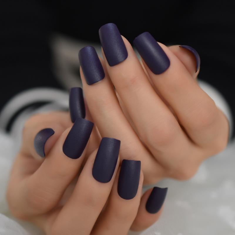 Press On Nails Dark Purple Matte Square Nail Kit - TGC Boutique - Press On Nails