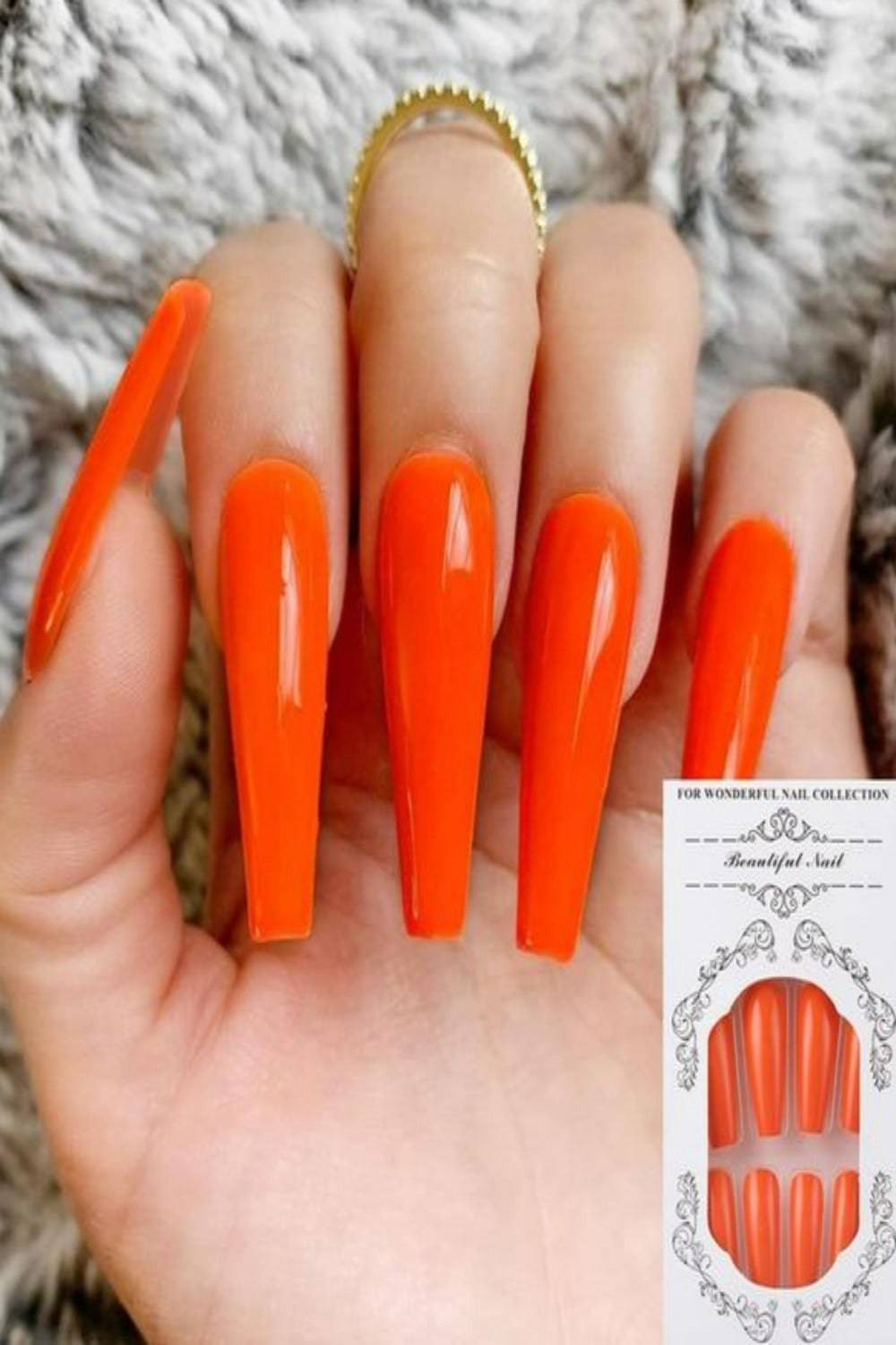 Press On Nails French Tip Neon Matte Glossy Coffin Nail Kit - TGC Boutique - Press On Nails