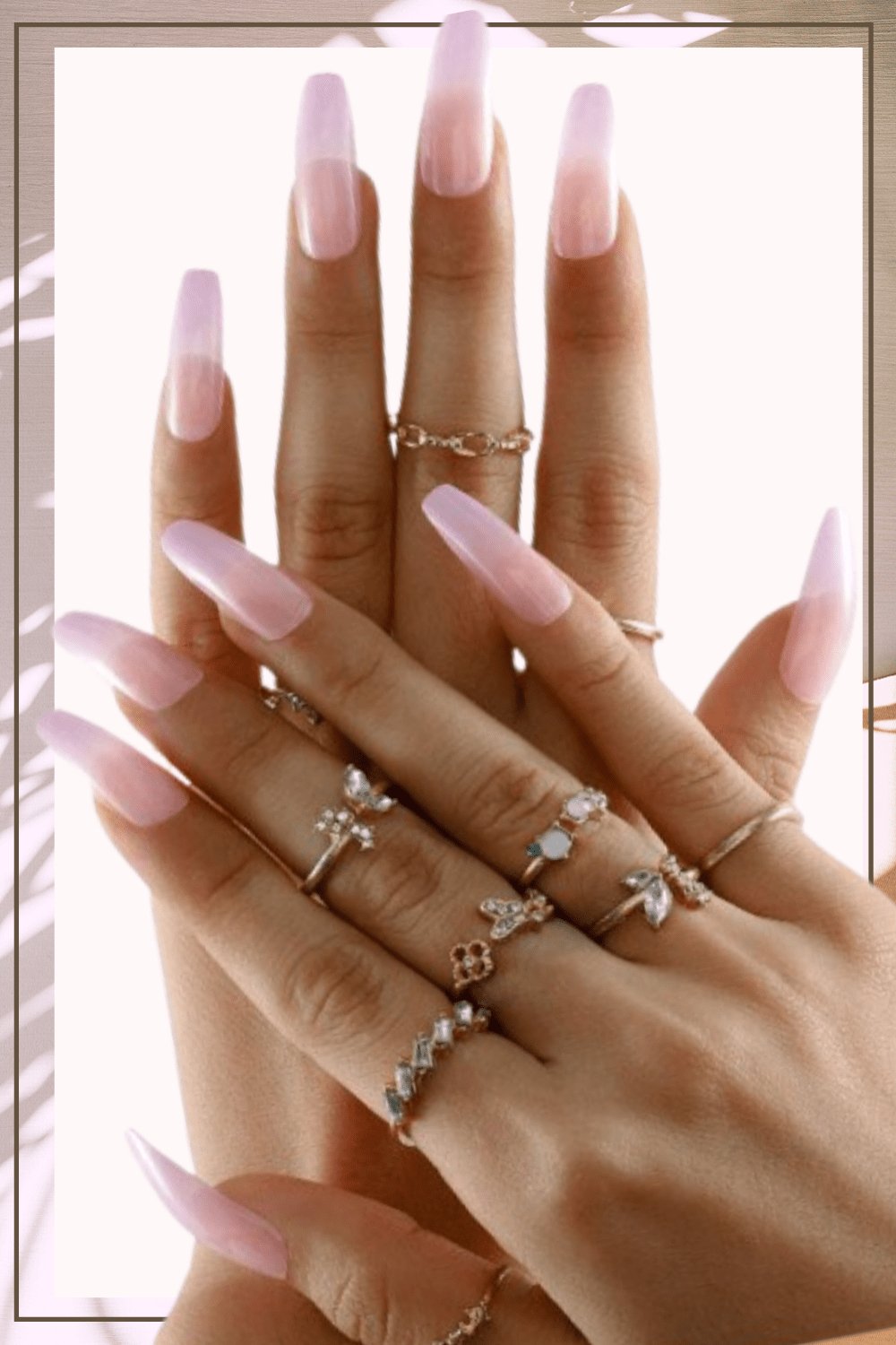 Press On Nails Glossy Clear Pink Coffin Nails Kit - TGC Boutique - Press On Nails