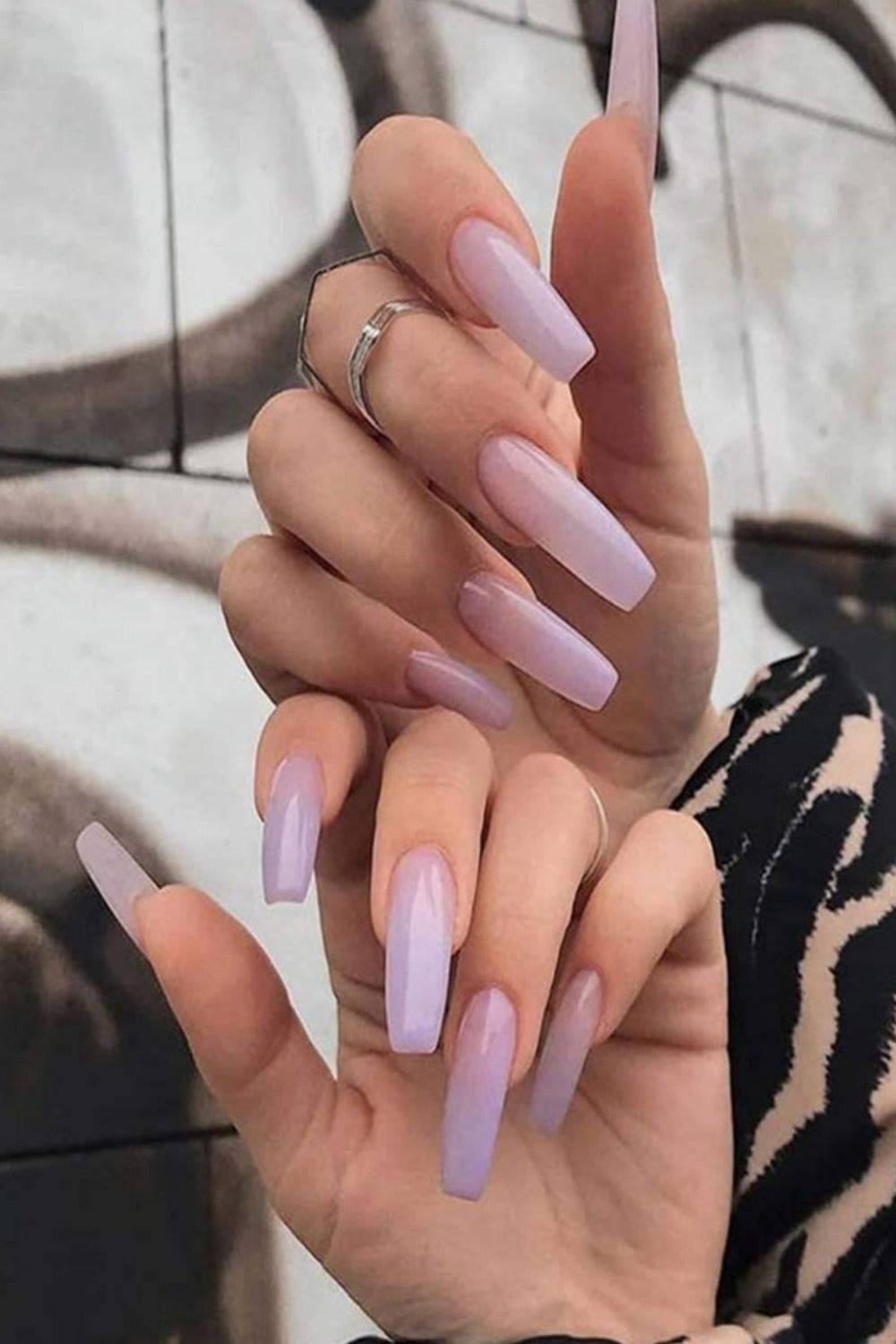 Press On Nails Glossy Clear Pink Coffin Nails Kit - TGC Boutique - Press On Nails