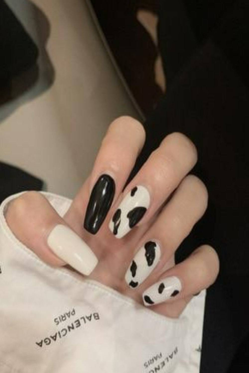 Press On Nails Glossy French Tip Matte Coffin Manicure Nail Kit - TGC Boutique - Press On Nails