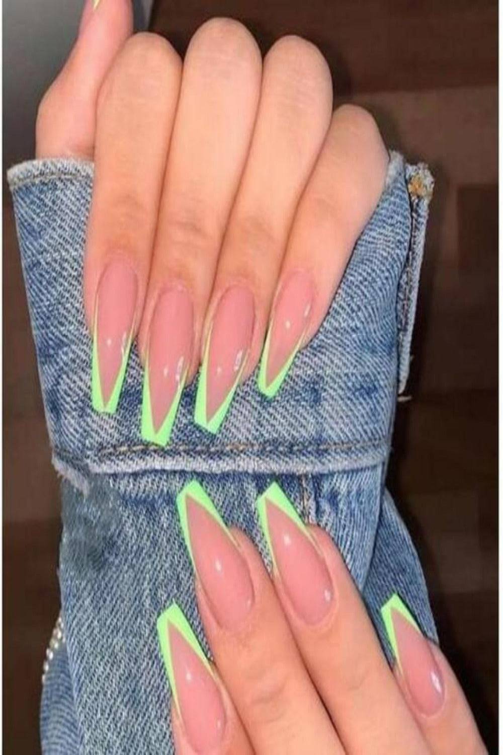 Press On Nails Glossy French Tip Matte Coffin Manicure Nail Kit - TGC Boutique - Press On Nails