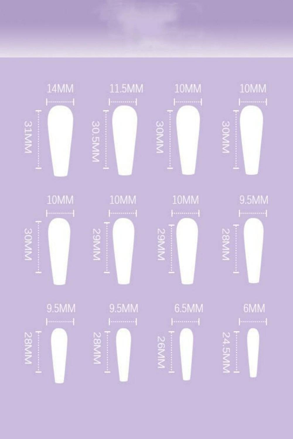 Press On Nails Glossy French Tip Matte Coffin Manicure Nail Kit - TGC Boutique - Press On Nails