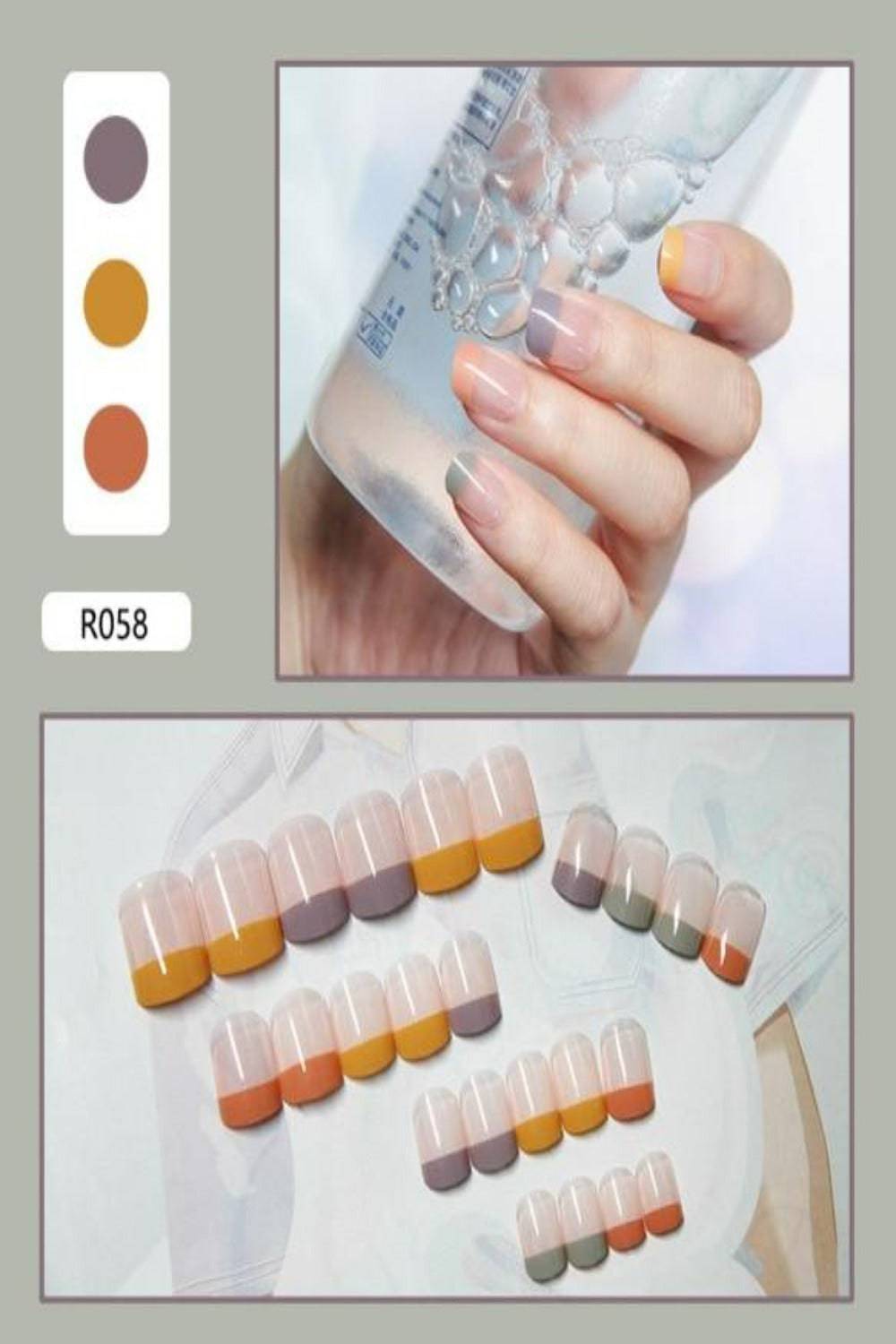 Press On Nails Glossy French Tip Matte Coffin Manicure Nail Kit - TGC Boutique - Press On Nails