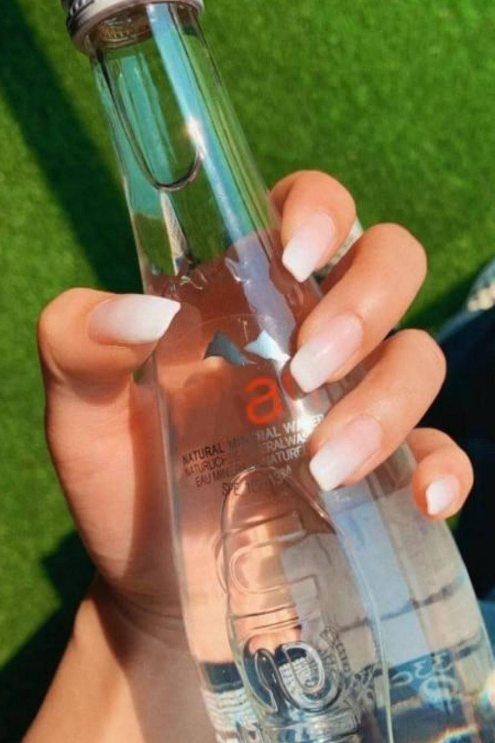 Press On Nails Glossy French Tip Matte Coffin Manicure Nail Kit - TGC Boutique - Press On Nails
