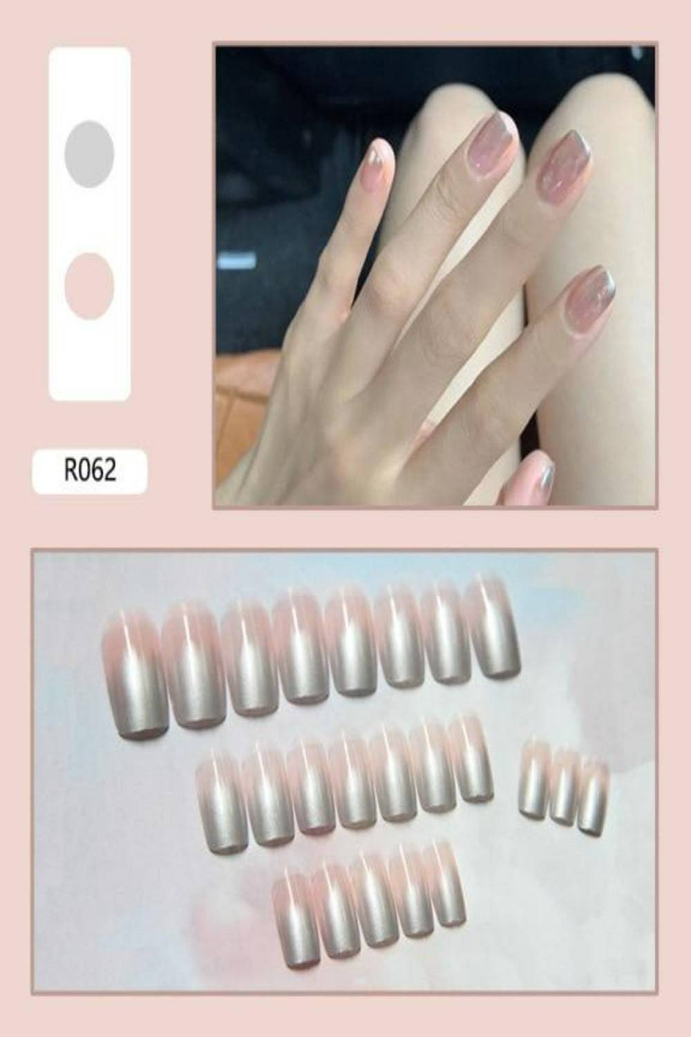 Press On Nails Glossy French Tip Matte Coffin Manicure Nail Kit - TGC Boutique - Press On Nails