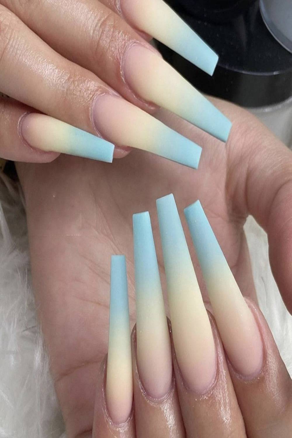 Press On Nails Glossy French Tip Matte Coffin Manicure Nail Kit - TGC Boutique - Press On Nails