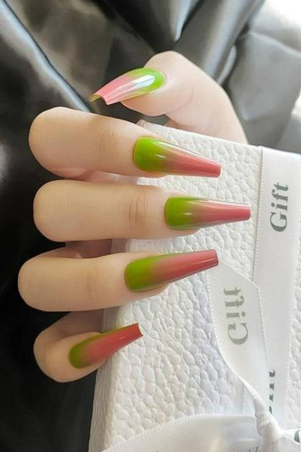 Press On Nails Glossy Gradient Coffin Nail Kit - TGC Boutique - Press On Nails