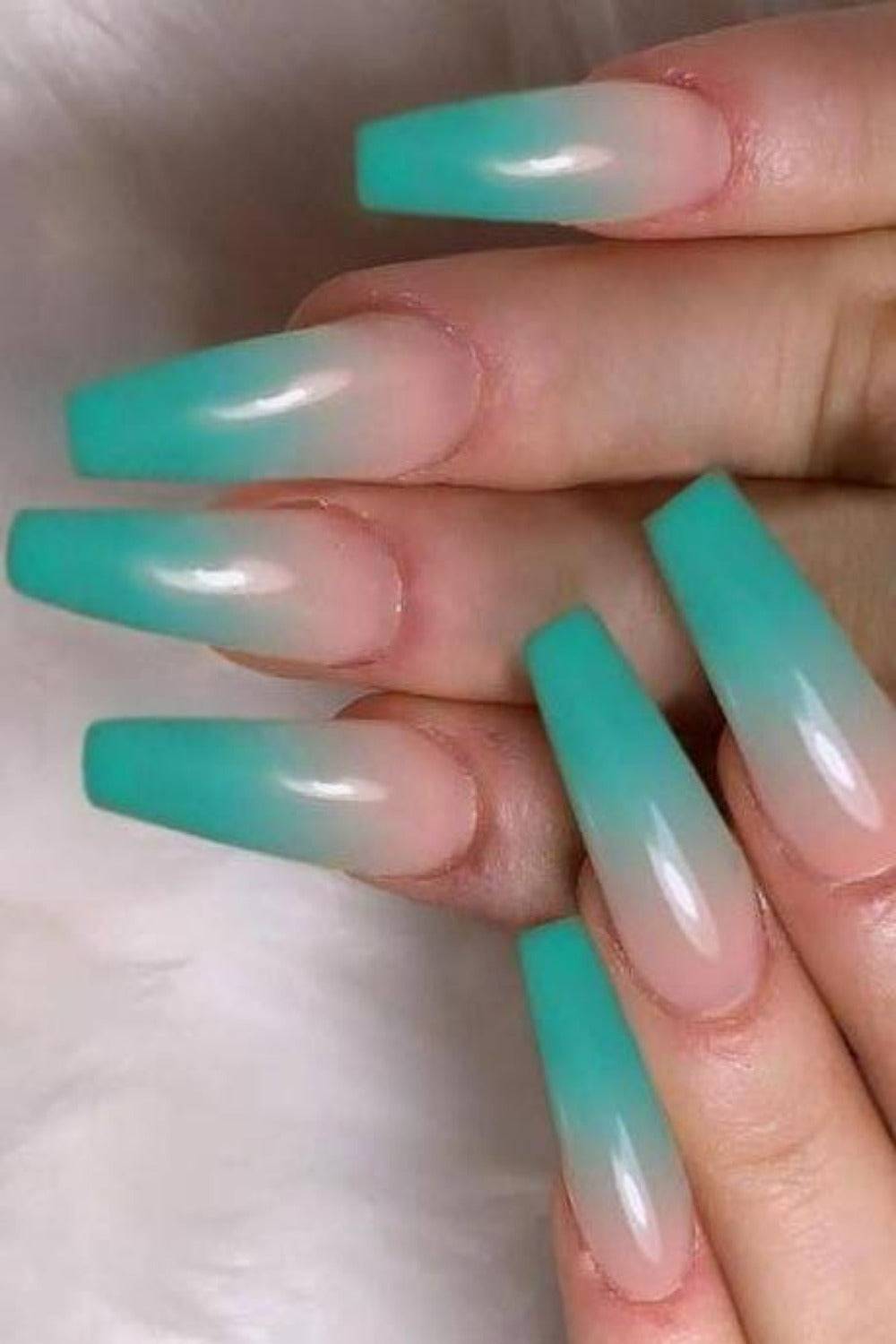 Press On Nails Glossy Gradient Coffin Nail Kit - TGC Boutique - Press On Nails