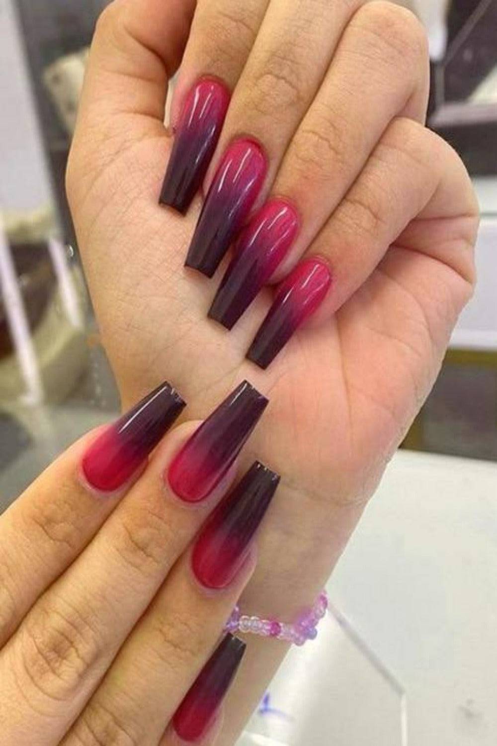 Press On Nails Glossy Gradient Coffin Nail Kit - TGC Boutique - Press On Nails