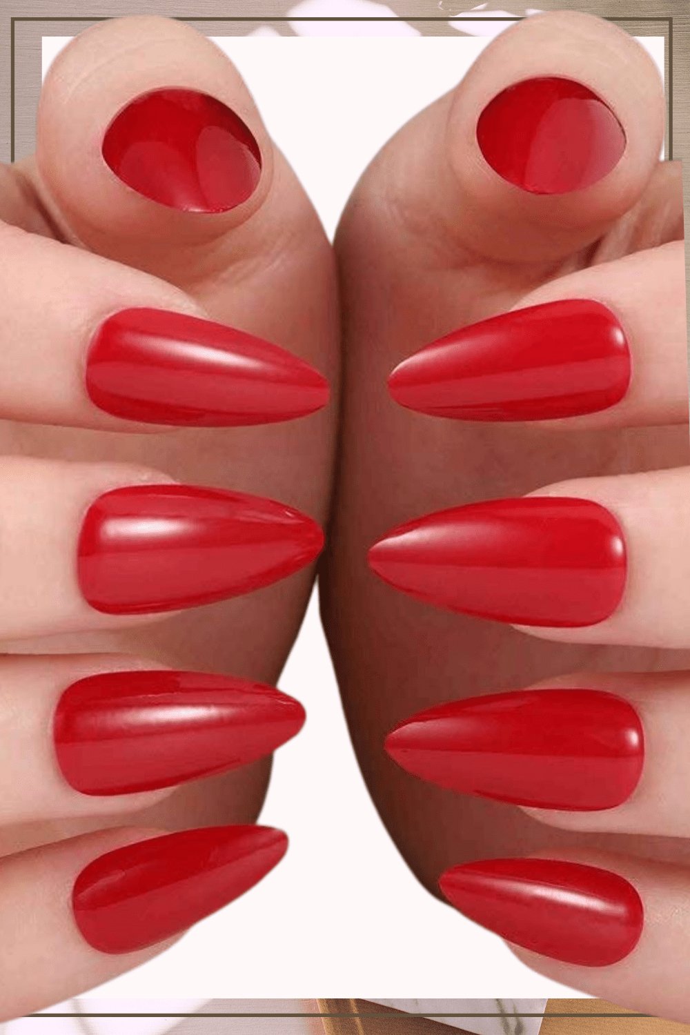 Press On Nails Glossy Stiletto Red Nail Kit - TGC Boutique - Press On Nails