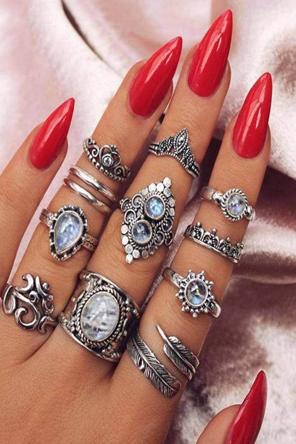 Press On Nails Glossy Stiletto Red Nail Kit - TGC Boutique - Press On Nails