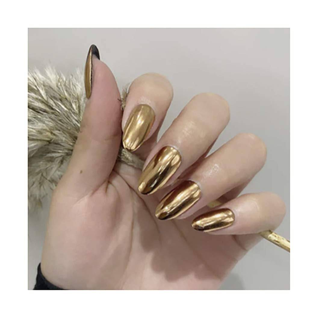 Press On Nails Gold Metallic Oval Nail Kit - TGC Boutique - Press On Nails