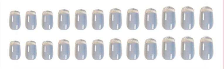 Press On Nails Gray Glossy French Tip Coffin Nail Kit - TGC Boutique - Press On Nails