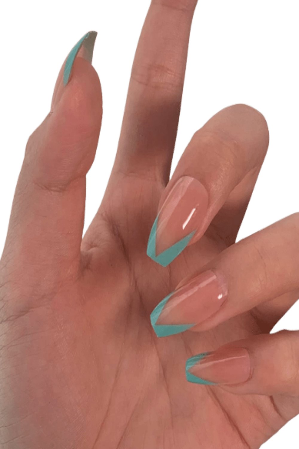 Press On Nails Green Glossy French Tip Coffin Nail Kit - TGC Boutique - Press On Nails