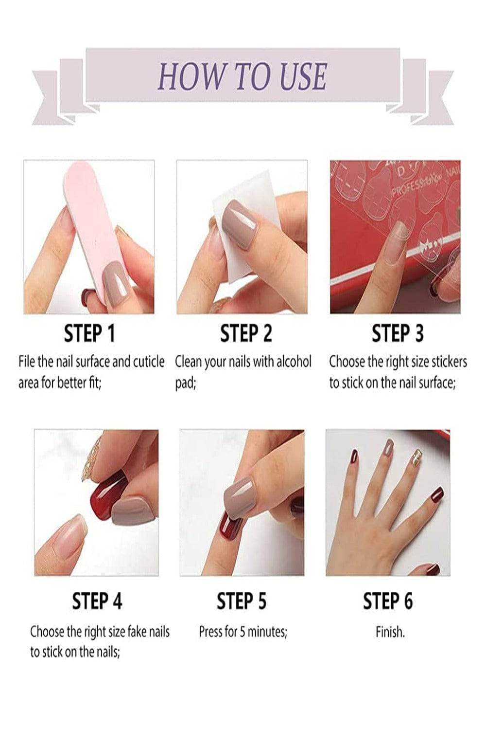 Press On Nails Kit French Tip Wave Swirl Pink And White Nails - TGC Boutique - Press On Nails