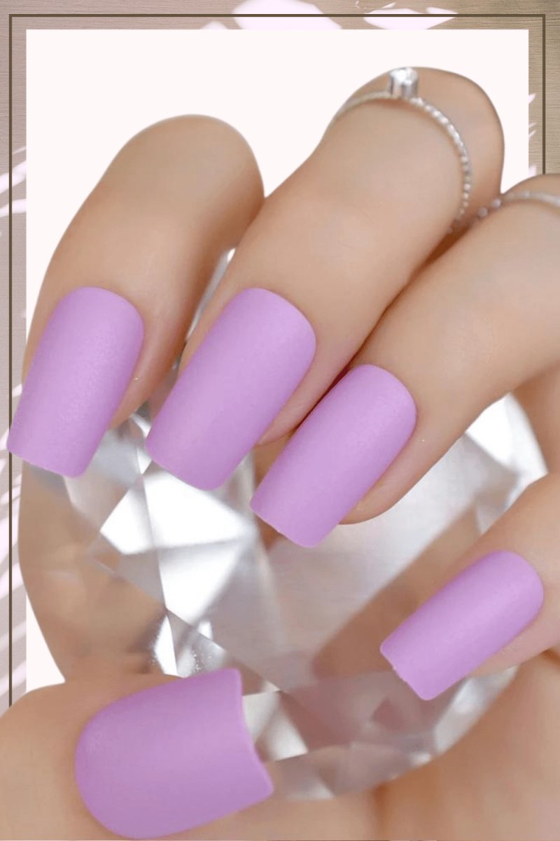 Press On Nails Lavender Matte Square Nail Kit - TGC Boutique - Press On Nails