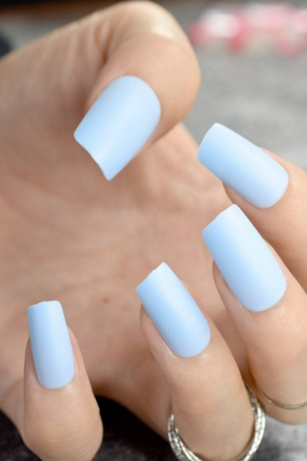 Press On Nails Light Blue Matte Square Nail Kit - TGC Boutique - Press On Nails