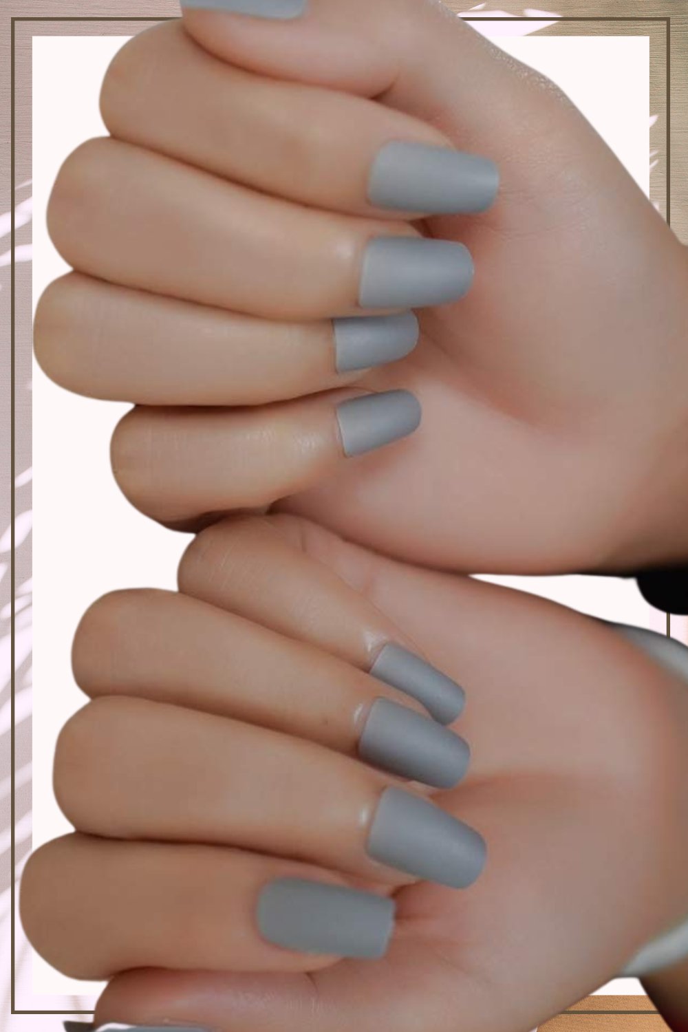 Press On Nails Light Grey Short Matte Square Nail Kit - TGC Boutique - Press On Nails