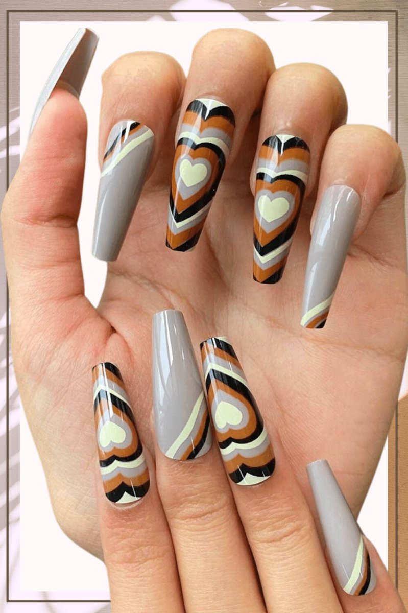 Press On Nails Light Purple Glossy Coffin Heart Nail Kit - TGC Boutique - Press On Nails