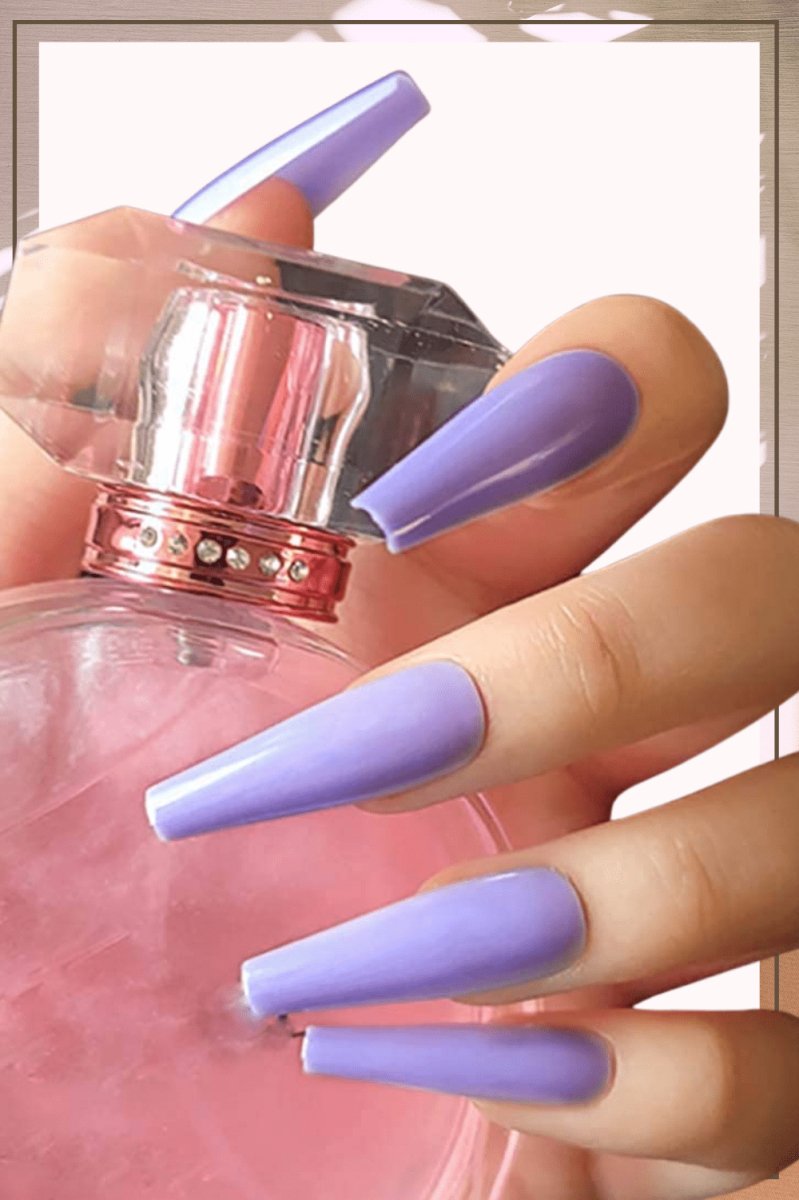 Press On Nails Light Purple Glossy Coffin Nail Kit - TGC Boutique - Press On Nails
