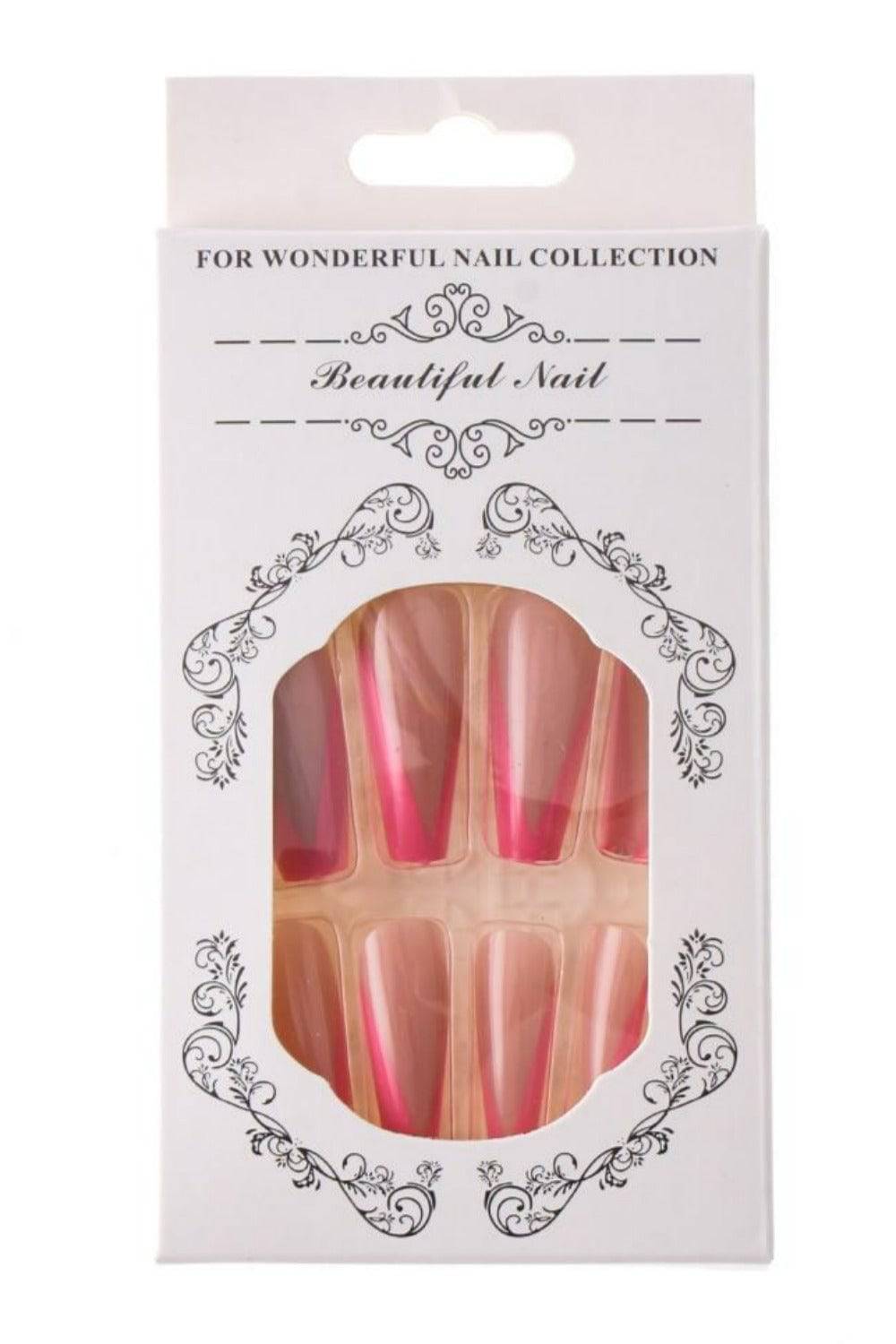 Press On Nails Matte Coffin French Tip Nail Kit - TGC Boutique - Press On Nails