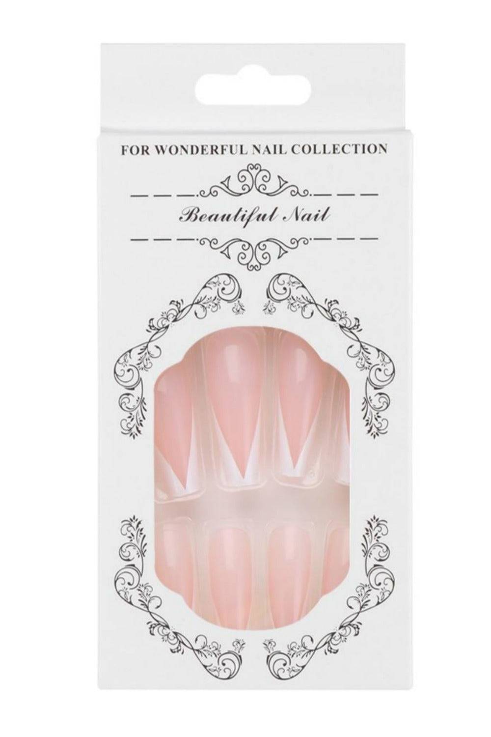 Press On Nails Matte Coffin French Tip Nail Kit - TGC Boutique - Press On Nails