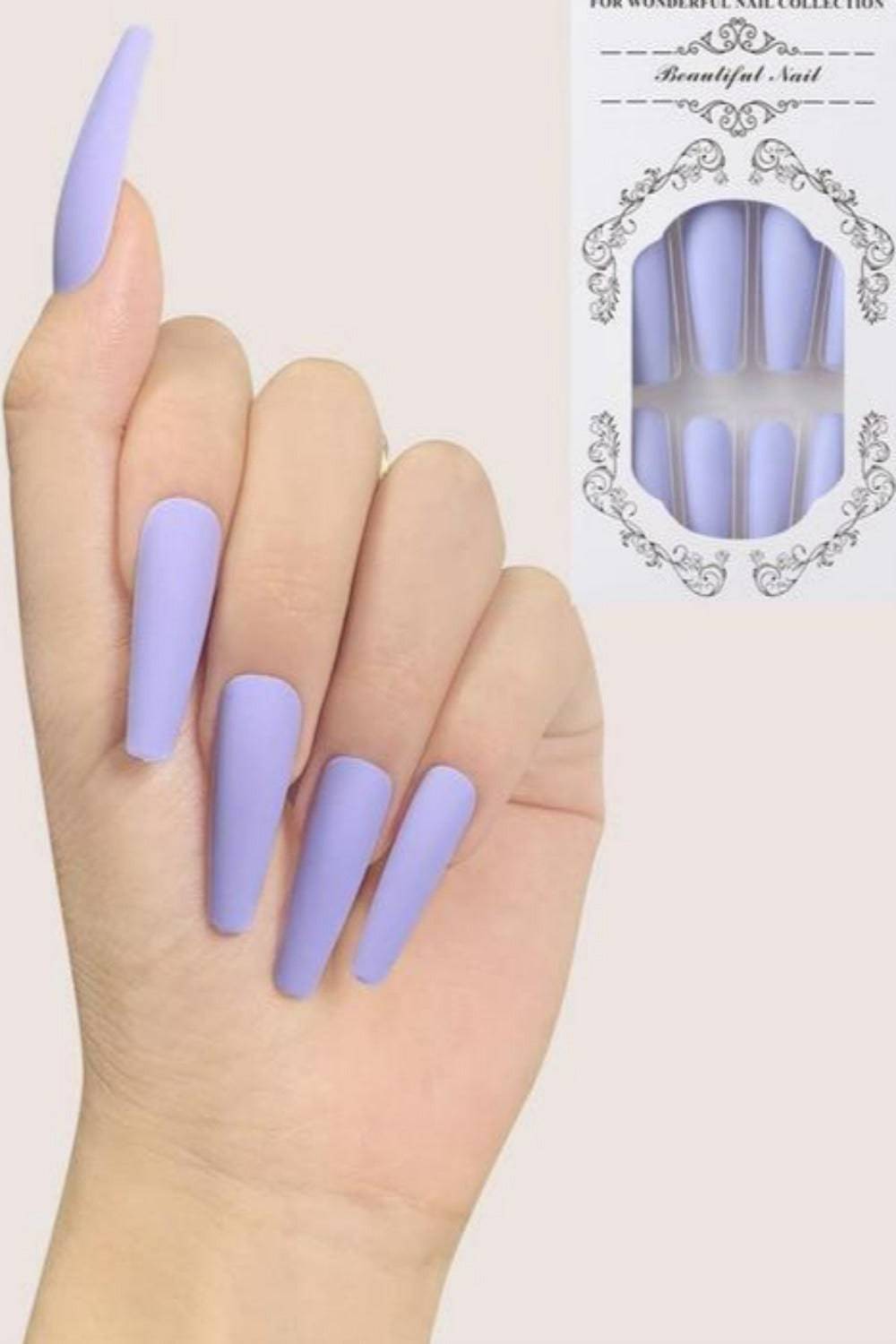 Press On Nails Matte Glossy Neon French Tip Coffin Nail Kit - TGC Boutique - Press On Nails